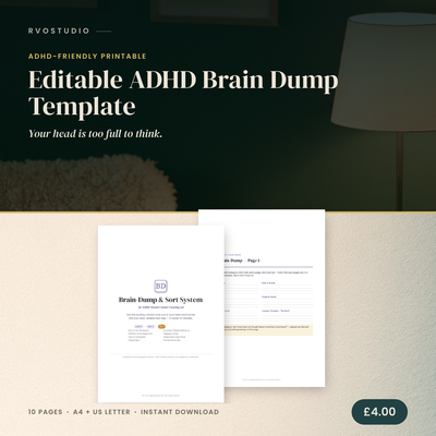 Editable ADHD Brain Dump Template