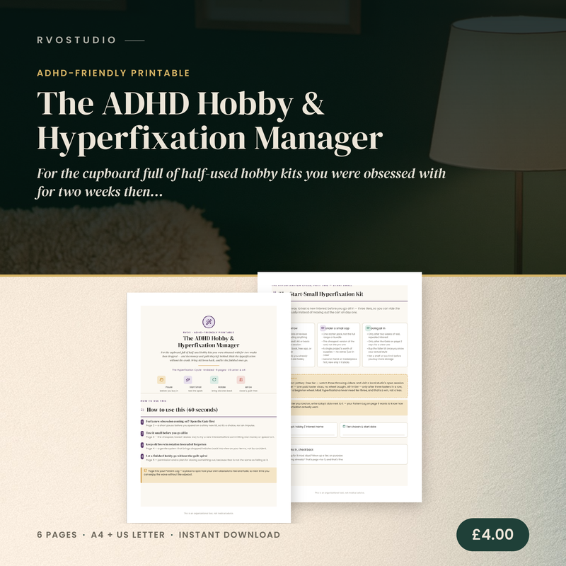 The ADHD Hobby & Hyperfixation Manager &mdash; ADHD printable cover