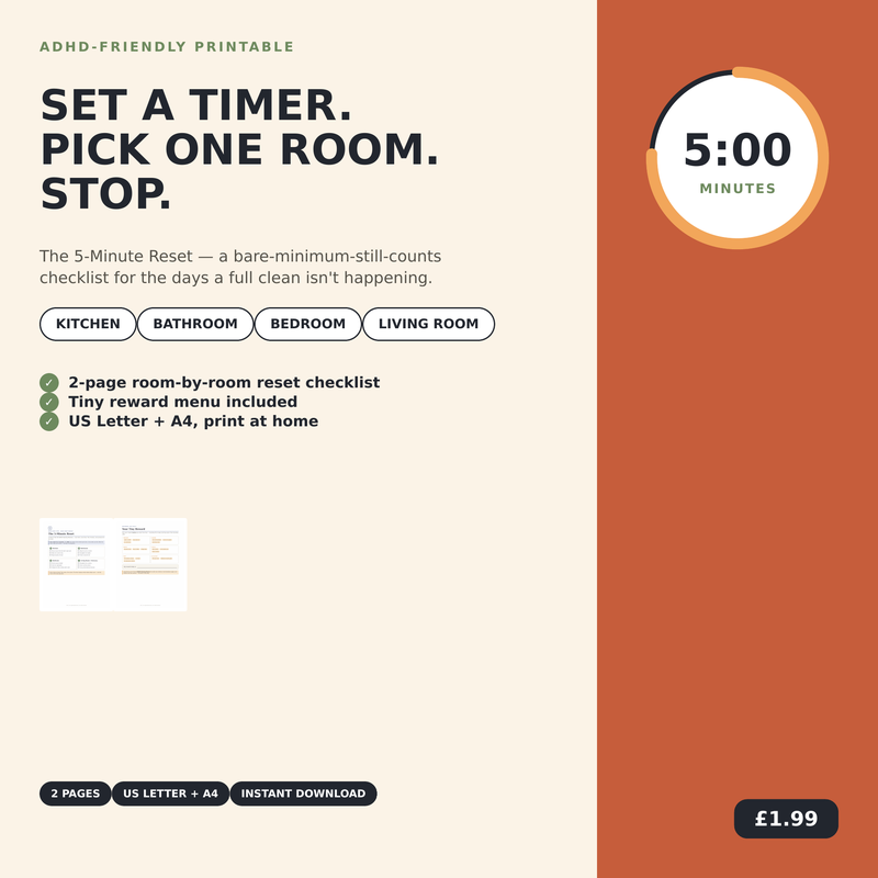 ADHD 5-Minute Reset (Taster) &mdash; ADHD printable cover