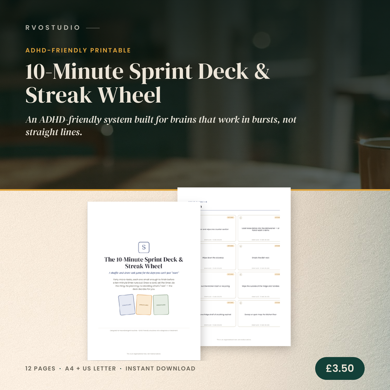 10-Minute Sprint Deck & Streak Wheel — ADHD printable cover